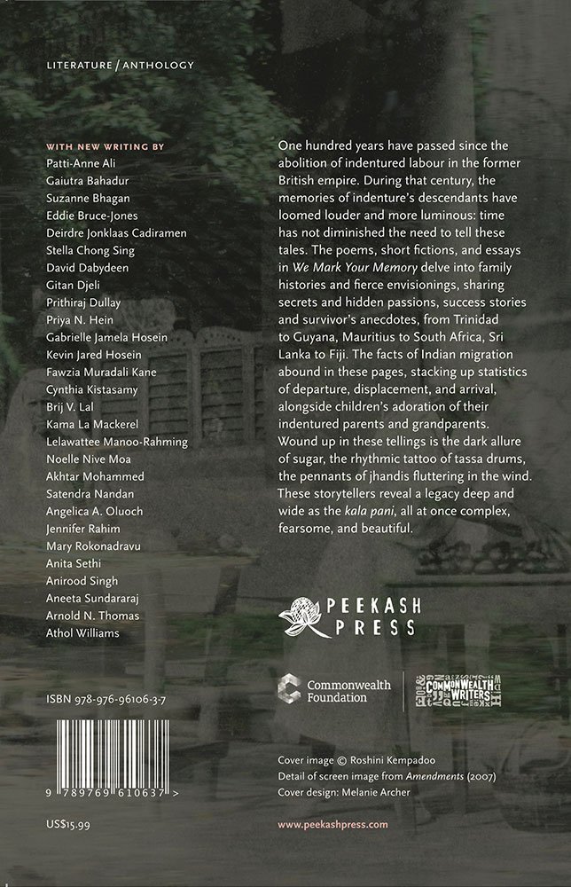 We Mark Your Memory back cover
